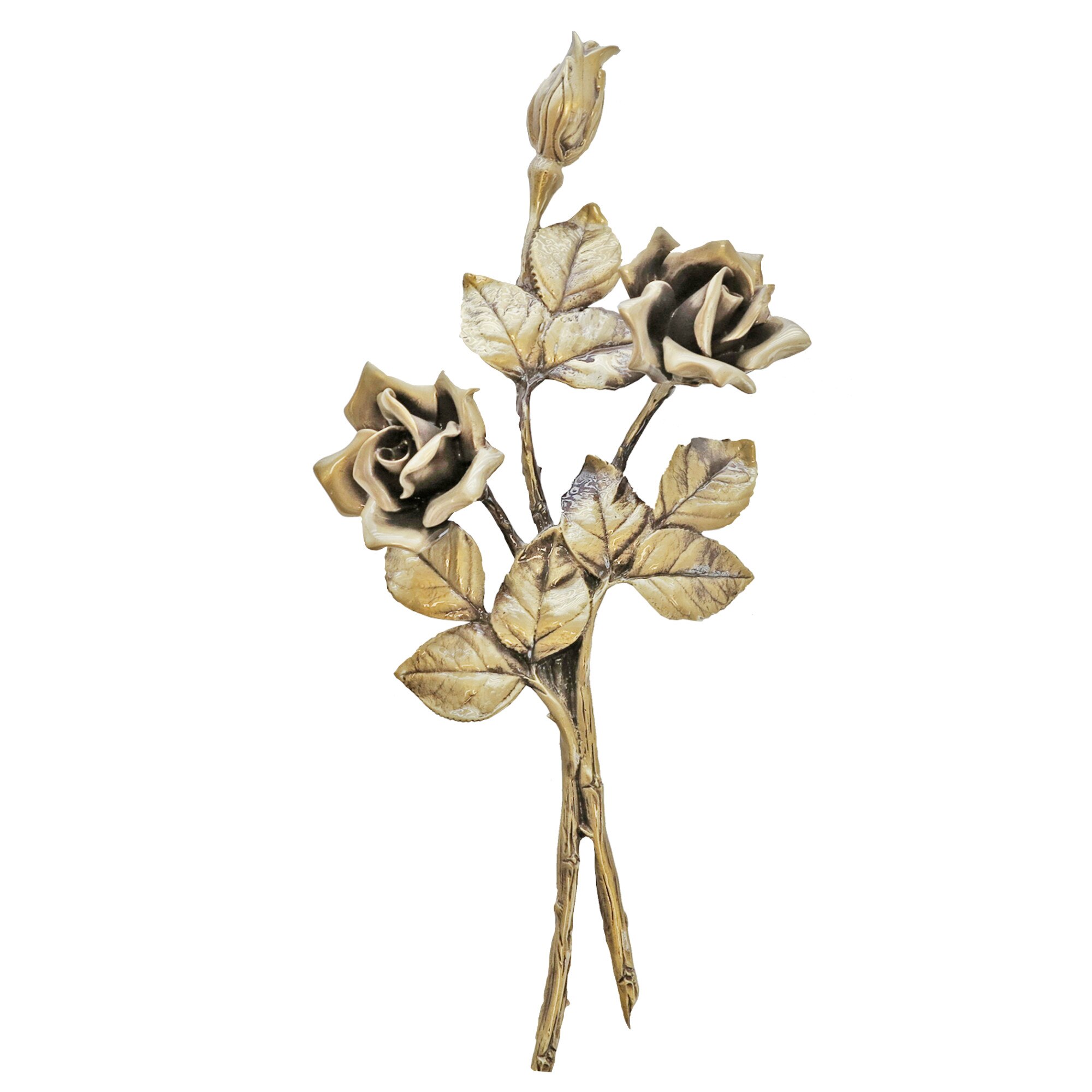 Trandafiri, bronz, 44x18cm, auriu antichizat, GRS-AF26