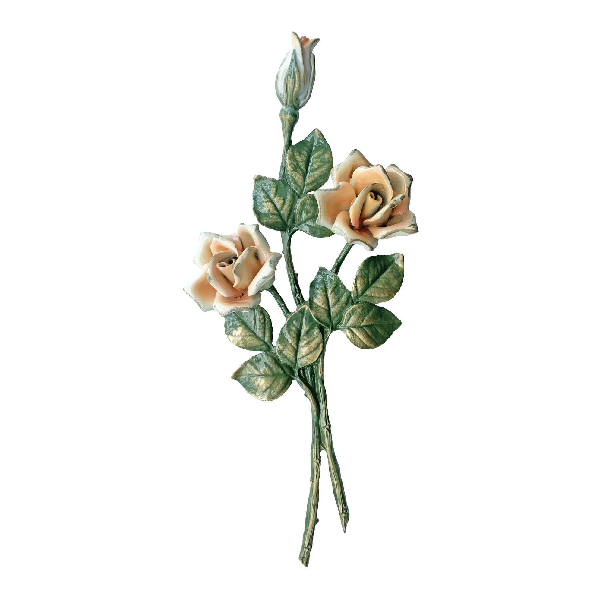 Trandafiri vopsiti, bronz, 44x18cm, culori antichizate, GRS-AF27