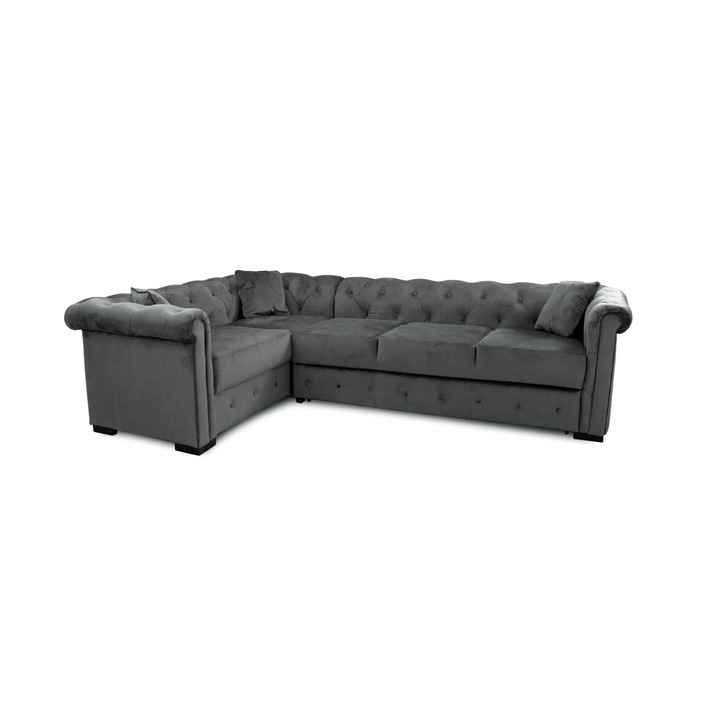 Coltar Basel MAX extensibil stanga, louvre anthracite, gri, 189x283/92x74 cm