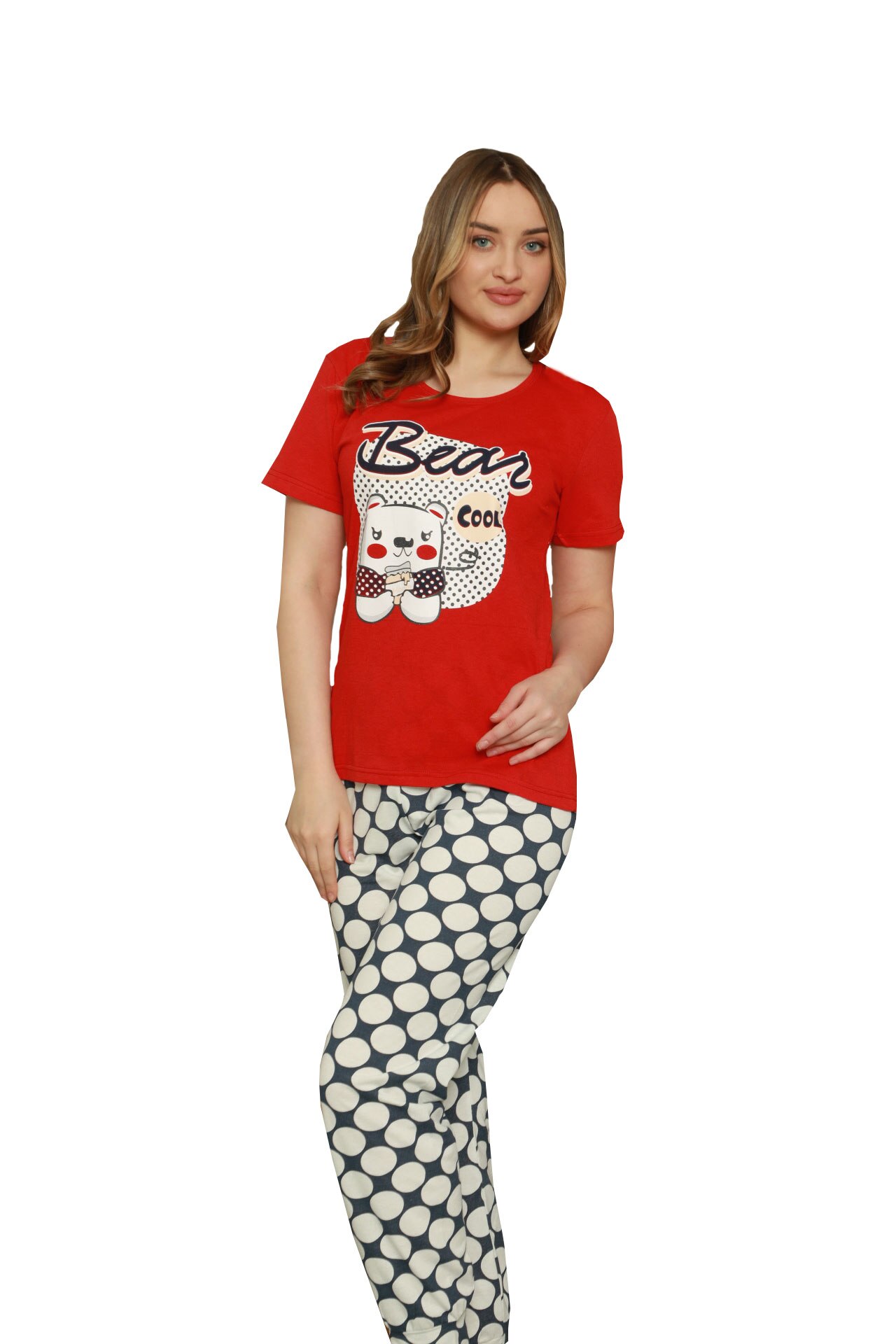 Pijamale dama Serena, imprimeu buline