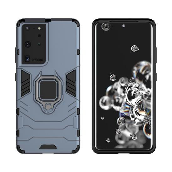 Husa Compatibila cu Samsung Galaxy S21 Ultra - iberry Hybrid Rugged Ring Albastru
