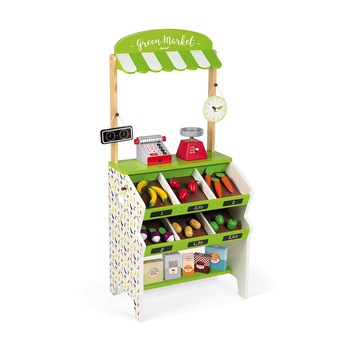 Set de joaca din lemn Janod - Green market grocery, 32 accesorii Set de joaca din lemn Janod - Green market grocery, 32 accesorii