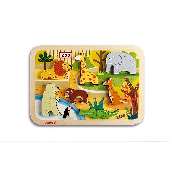 Janod fa puzzle, 7 db-os - Állatkert