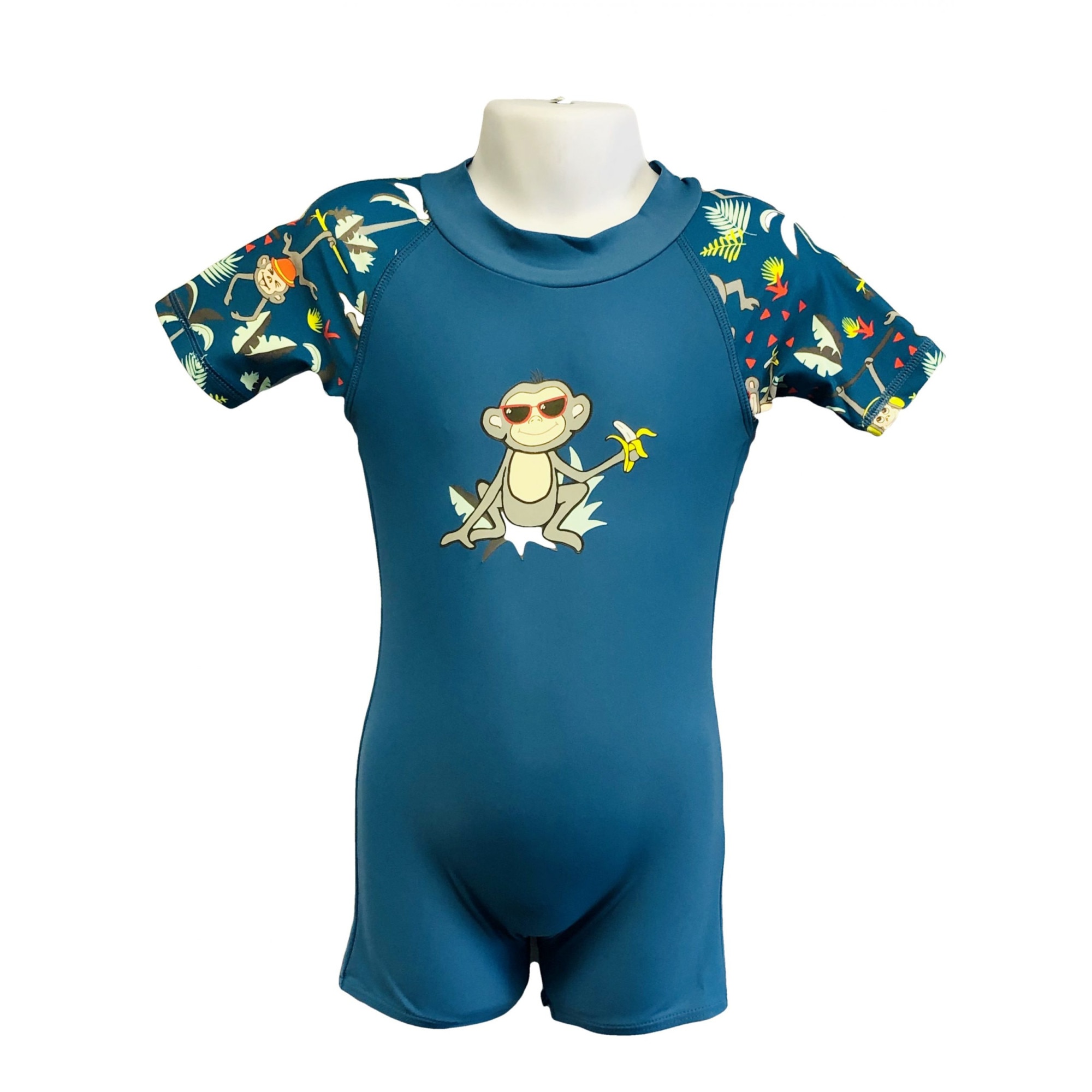 Costum body de inot, UPF50+, copii, Banz, Petrol Jungle