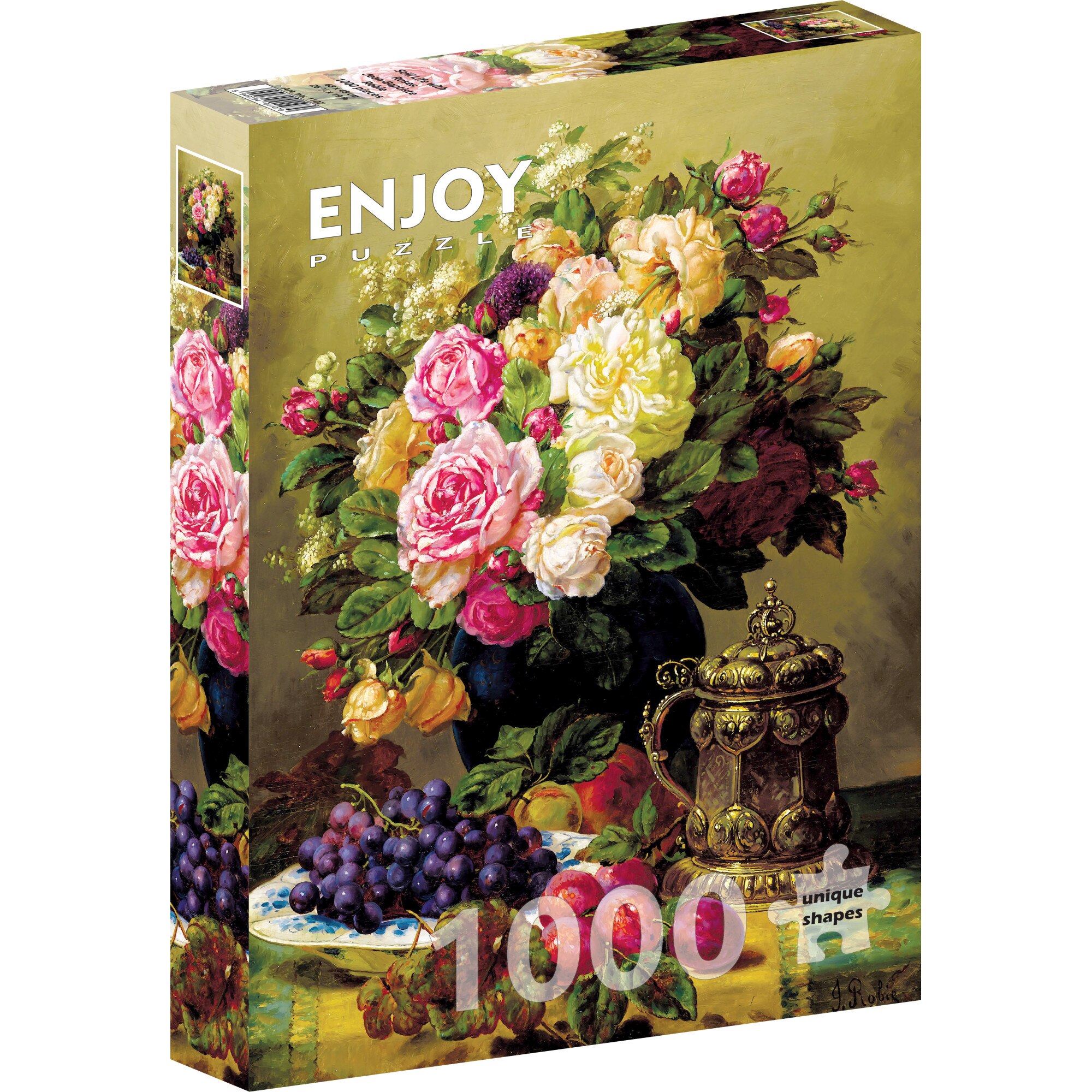 Puzzle 1000 piese - Jean-Baptiste Robie: Still Life with Roses (Enjoy-1107)