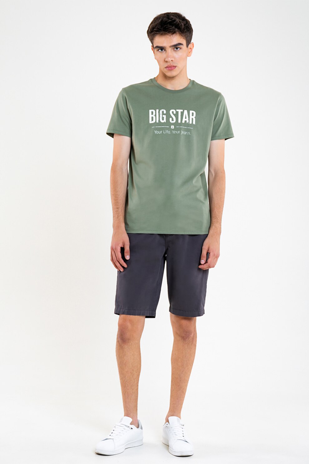 Big Star, Bermude din amestec de bumbac cu snur, Gri inchis