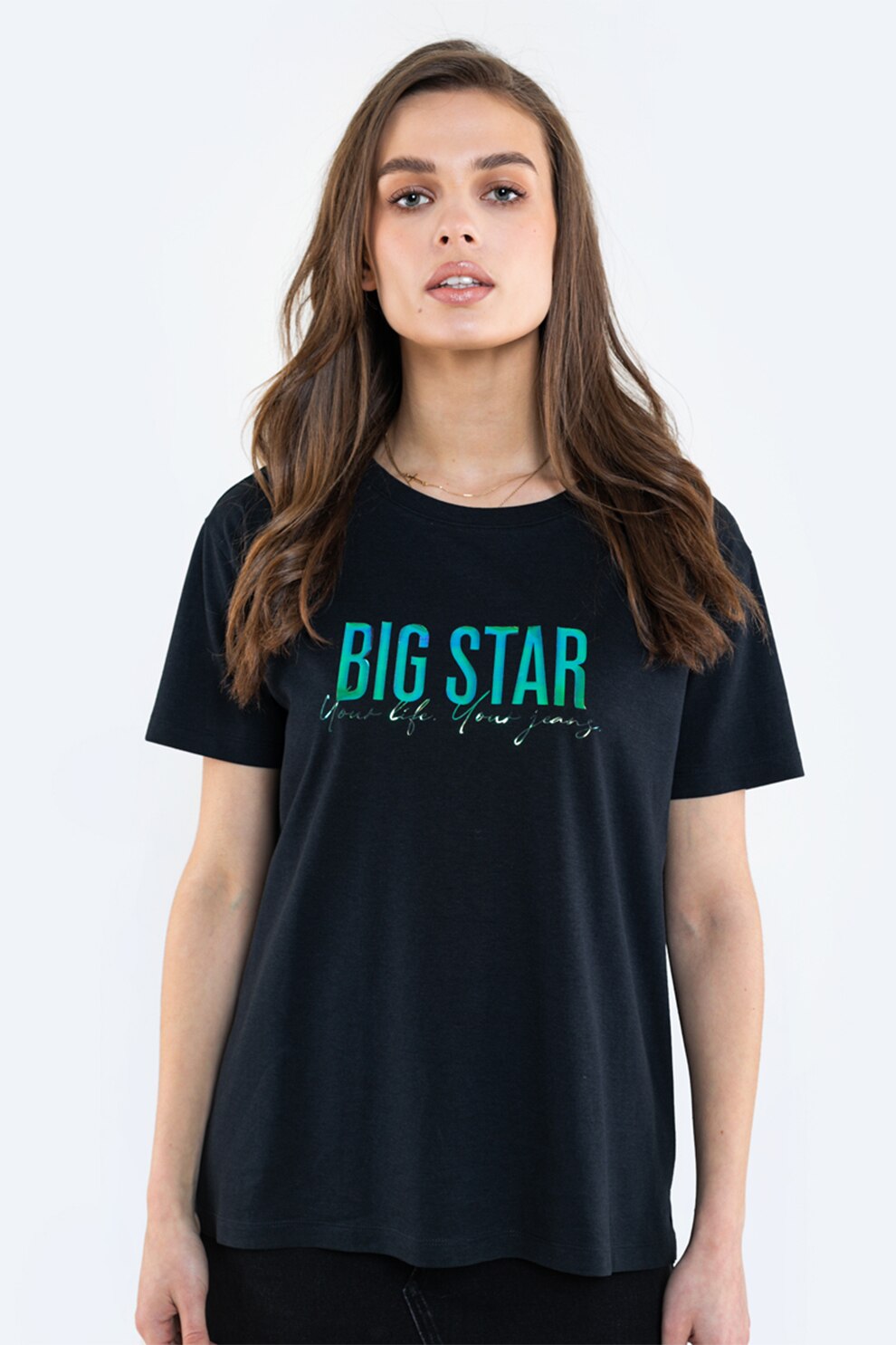 Big Star, Tricou cu imprimeu logo, Bleumarin inchis
