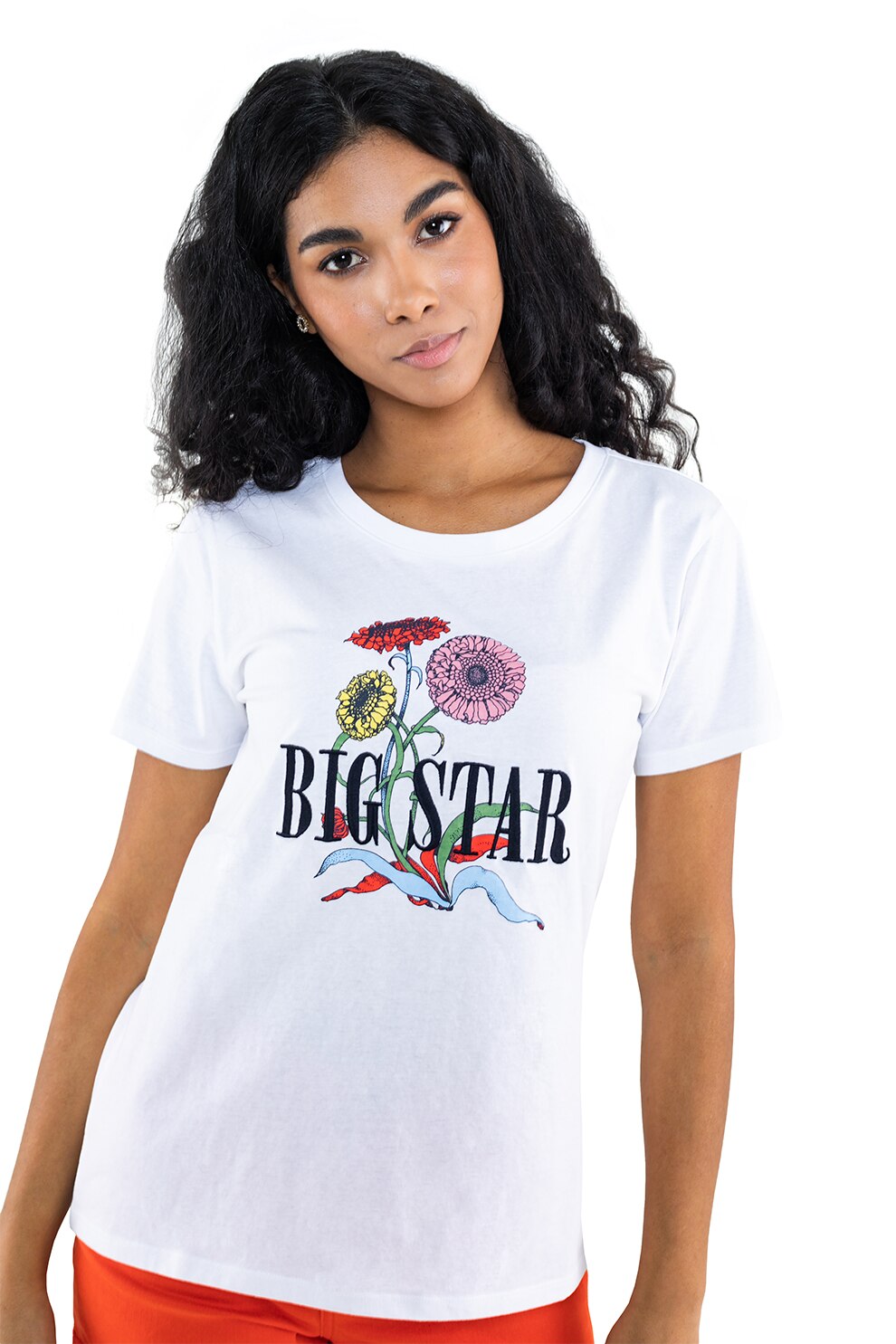 Big Star, Tricou de bumbac cu imprimeu, Alb