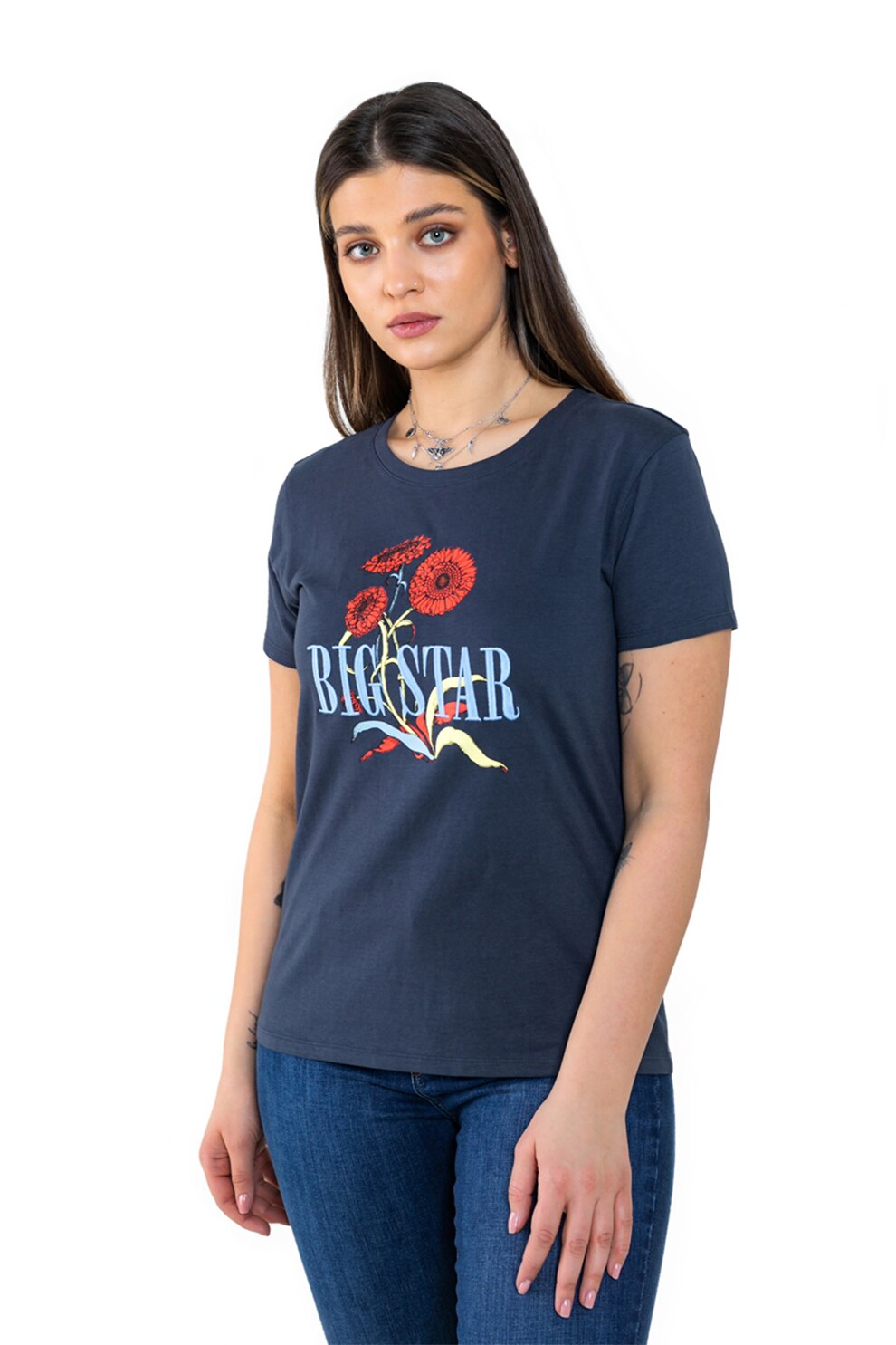 Big Star, Tricou de bumbac organic cu imprimeu, Bleumarin