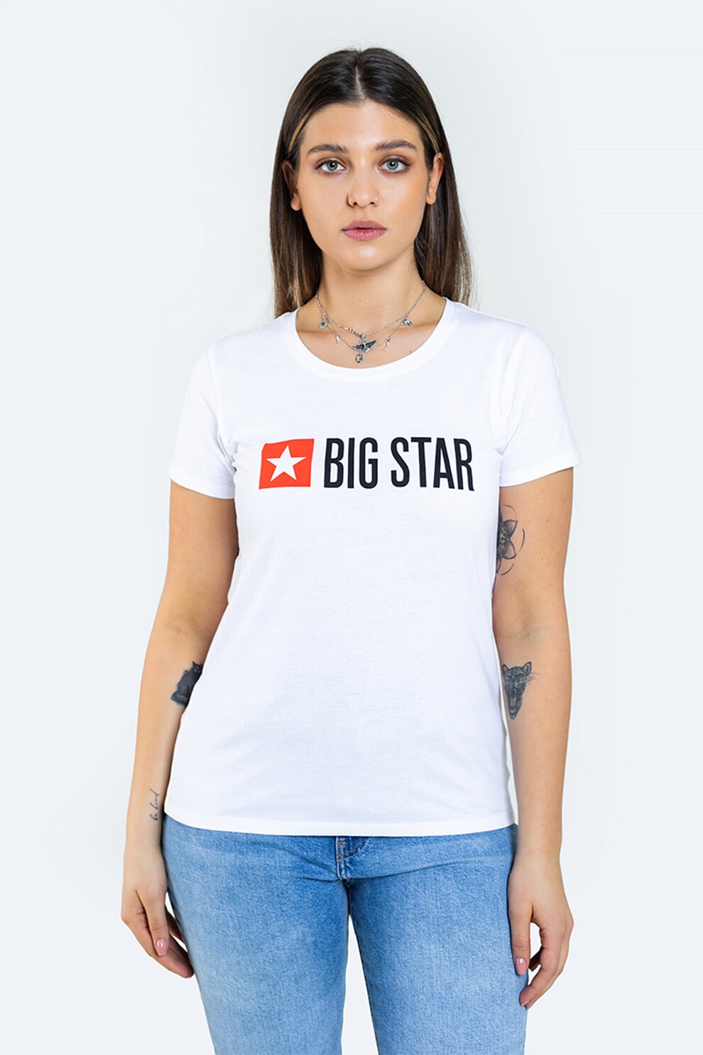Big Star, Tricou cu imprimeu logo, Alb