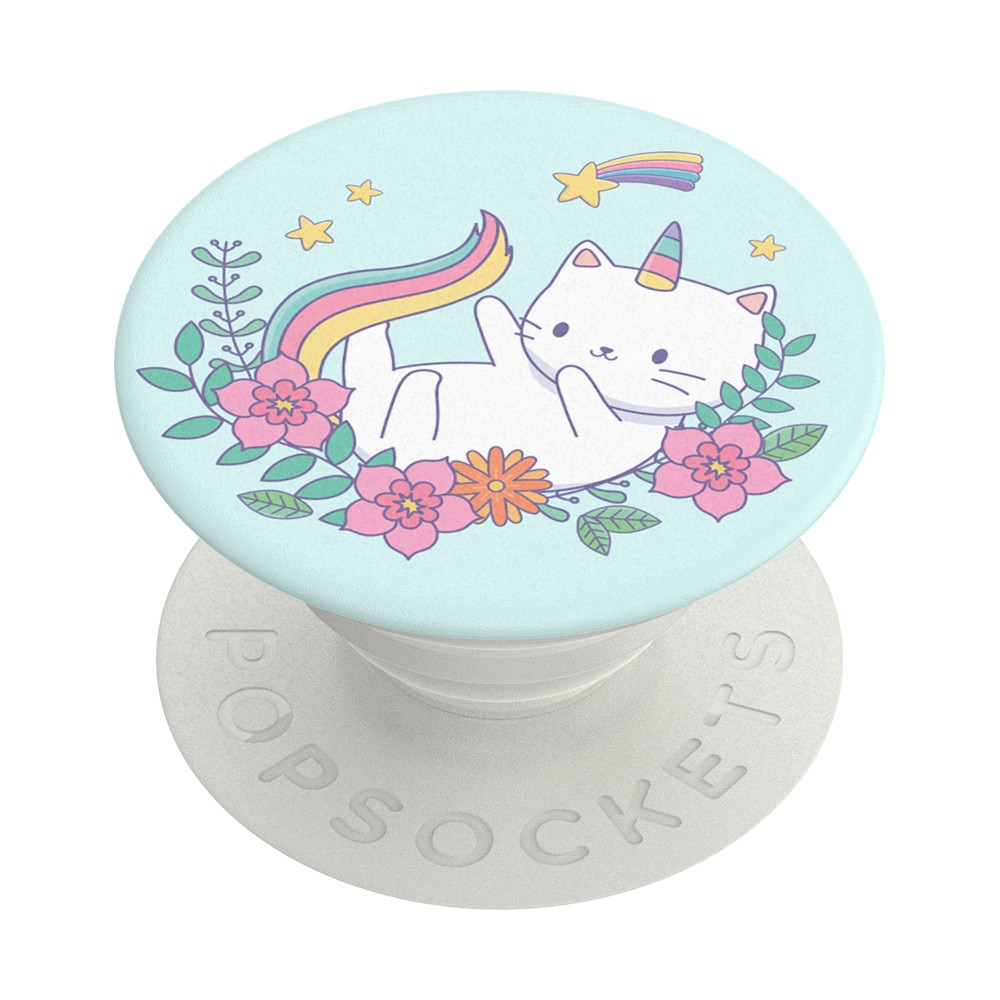 Suport universal de telefon si tableta PopSockets, accesoriu PopGrip Rainbowcorn Cat