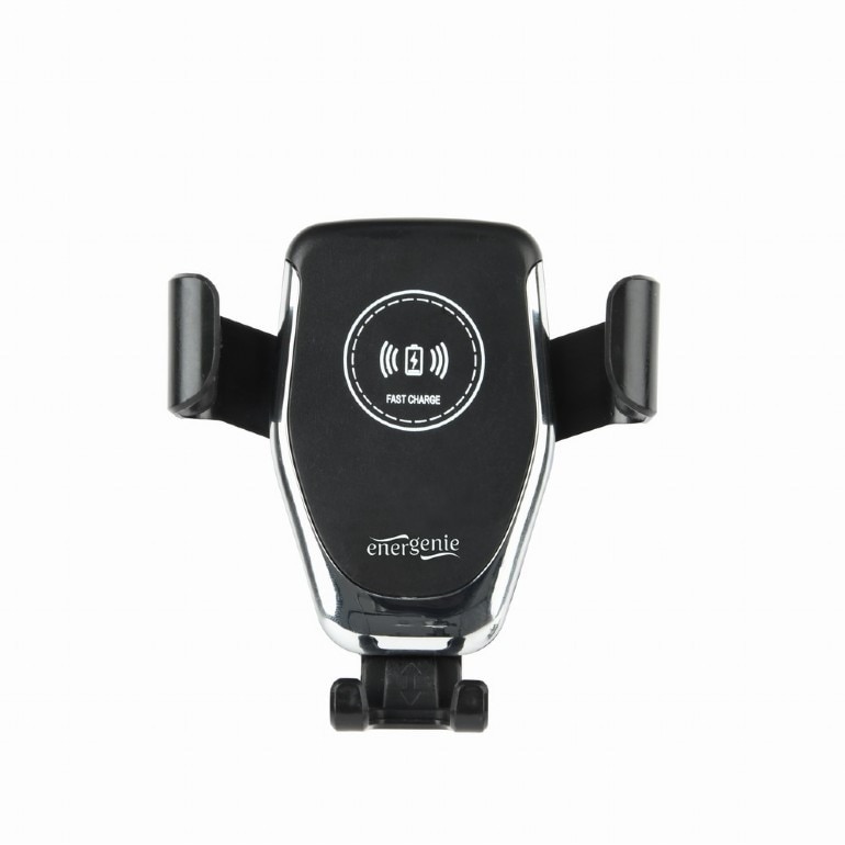 Suport auto Gembird pentru Smartphone, 2 in 1, fixare in grilaj bord, incarcare wireless Qi 10W, sistem auto-lock, rotire 360 grade, Negru