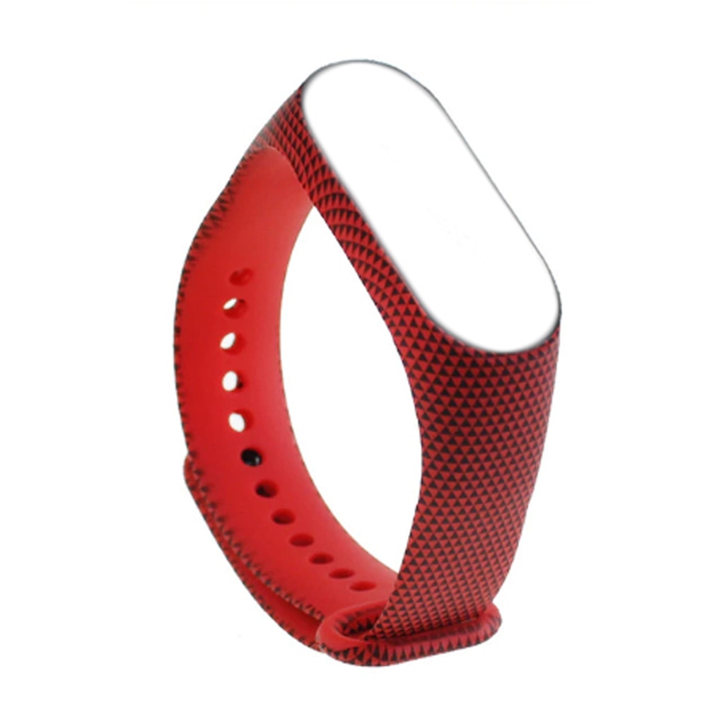 Curea din silicon pentru bratara Xiaomi Mi Band 5 si Mi Band 6, rosu cu negru, model romburi