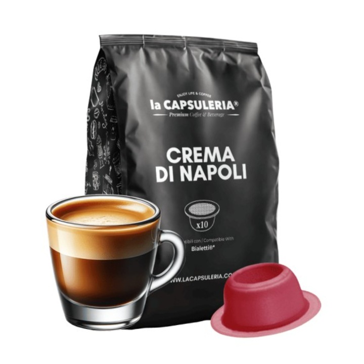 Capsule Cafea Crema di Napoli La Capsuleria, 10 capsule, compatibile cu Bialetti
