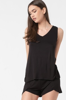 ESPRIT Bodywear, Pijama cu decolteu in V Dilma, Negru ESPRIT Bodywear, Pijama cu decolteu in V Dilma, Negru