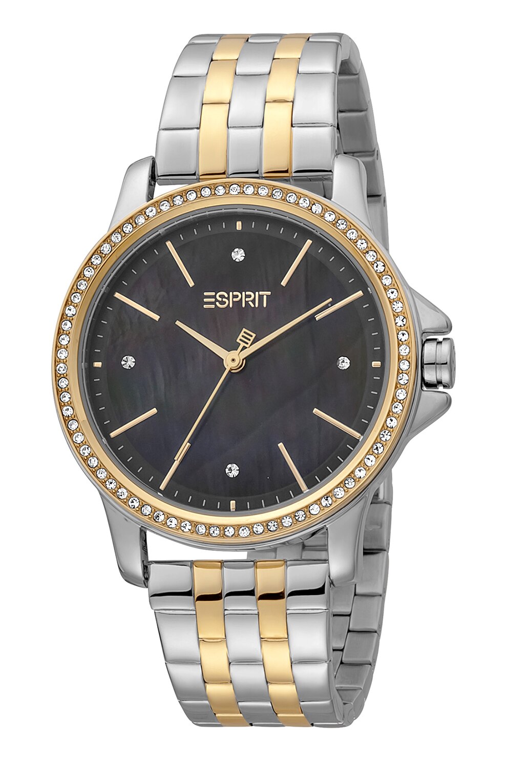 Esprit, Ceas bicolor cu cristale, Argintiu/Auriu