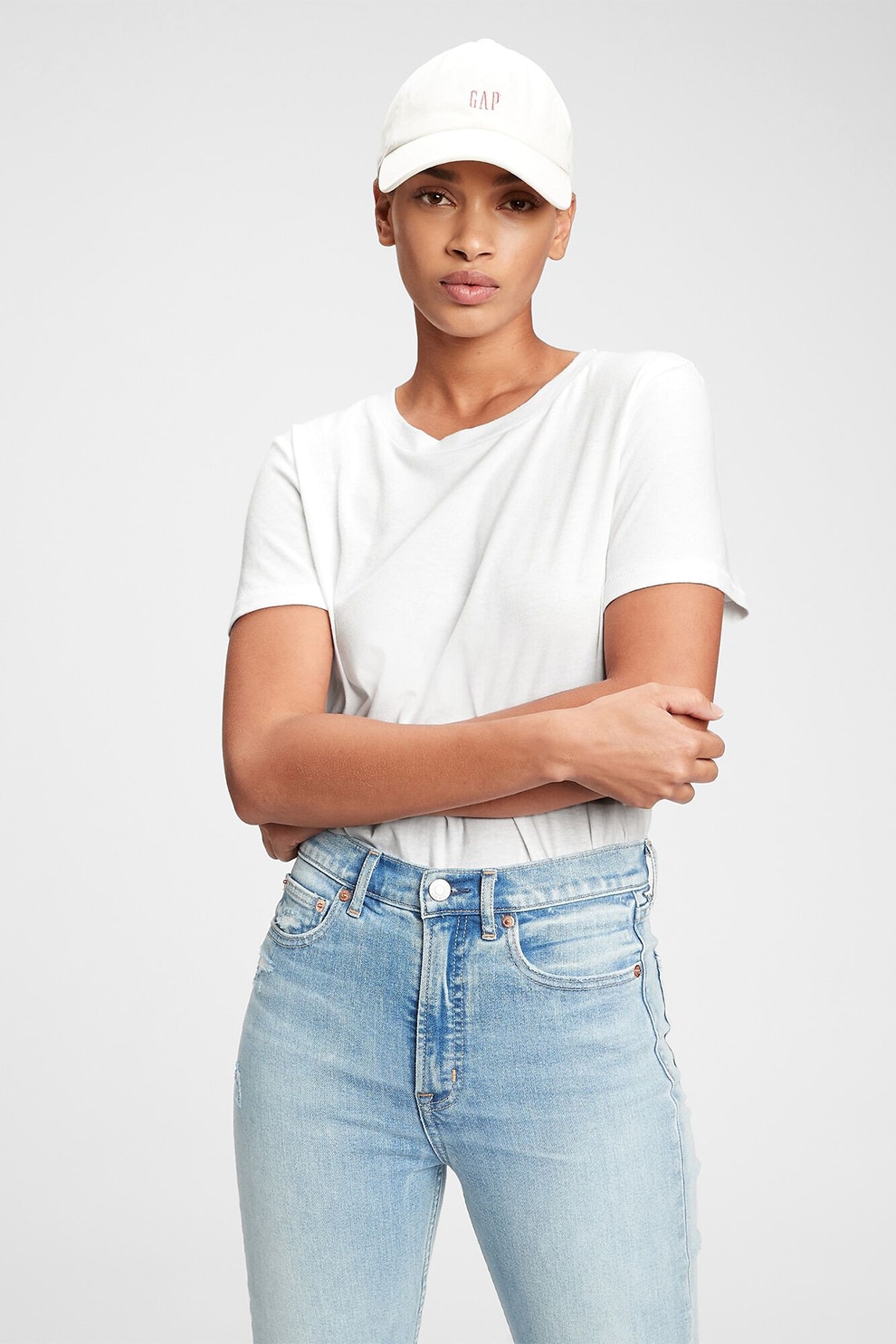 GAP, Tricou din bumbac organic cu decolteu rotund, Alb