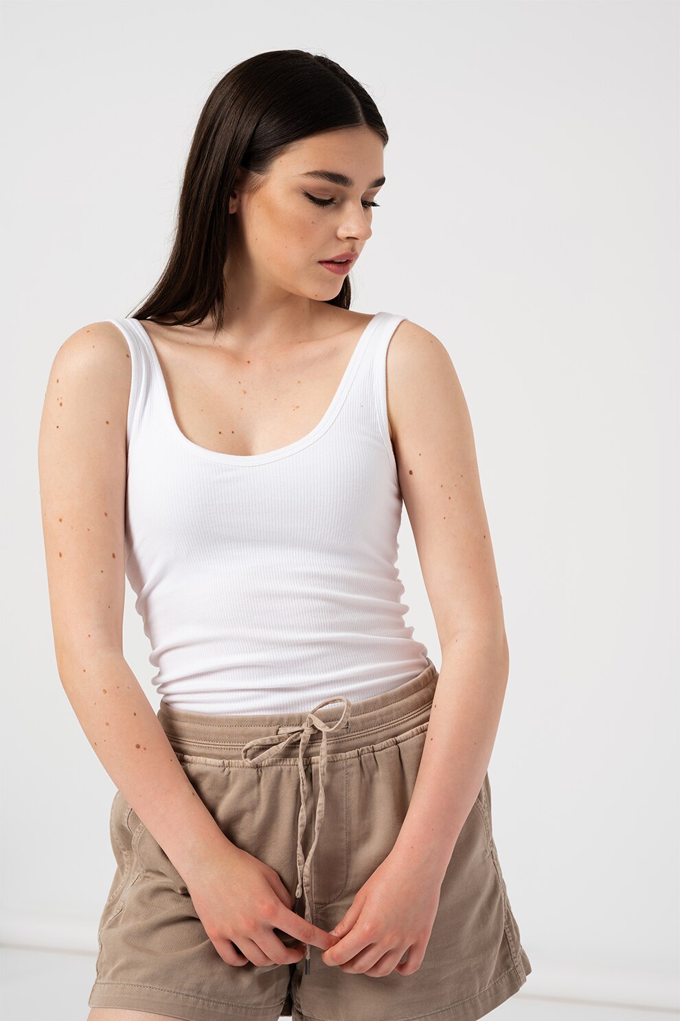 GAP, Top din amestec de bumbac cu striatii, Alb