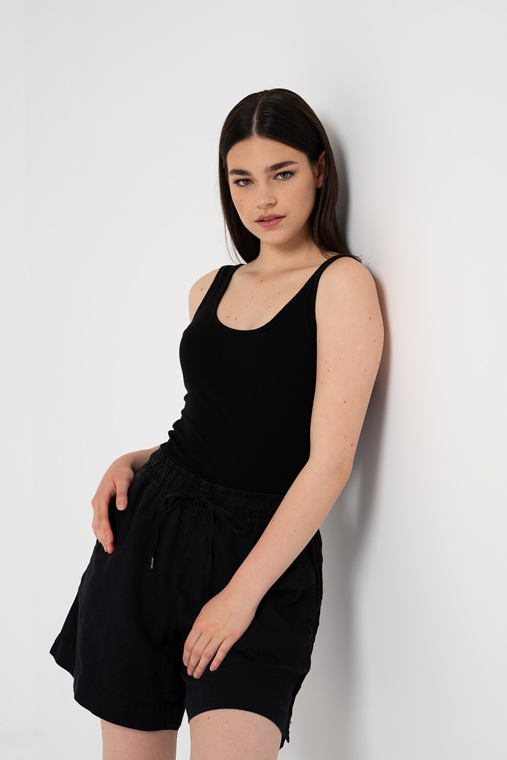 GAP, Top din amestec de bumbac cu striatii, Negru