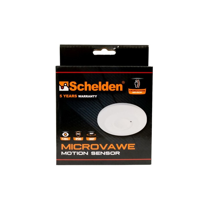 Senzor de miscare alb slim cu microunde 360 Gr SCHELDEN - eMAG.ro