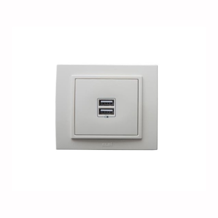 USB розетка ELBI Electric Zena, 2х5V 2.1A, Бял