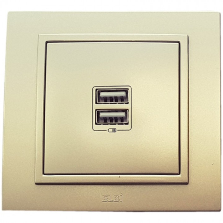 USB розетка ELBI Electric Zena, 2х5V 2.1A, Металик титан