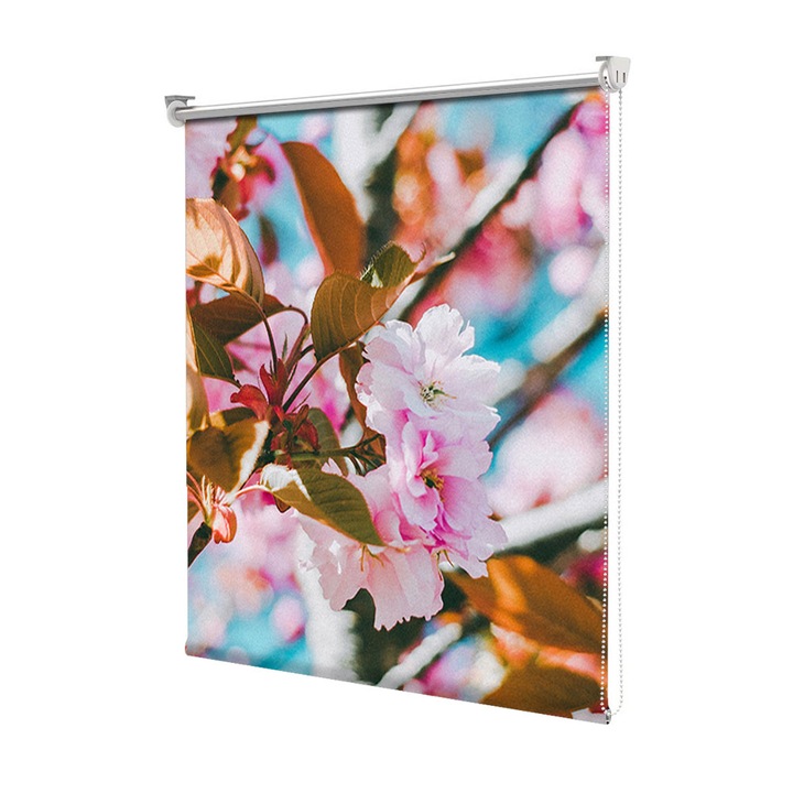 Roleta Art Shade tip Jaluzea cu Rulou si sistem inclus, Art Star, Ramuri inflorite primavara, Flori, Decoratiuni, Latime 85 cm x Inaltime 130 cm
