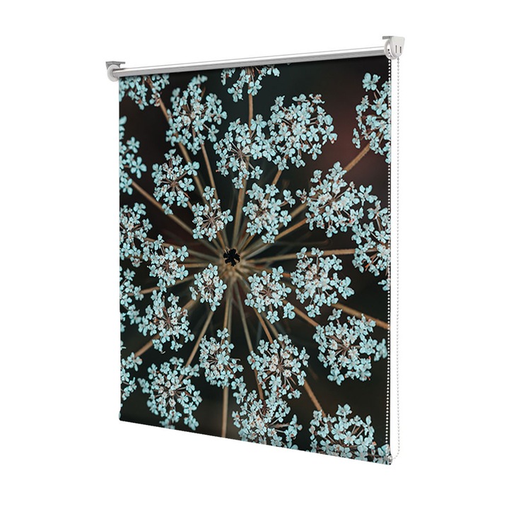 Roleta Art Shade tip Jaluzea cu Rulou si sistem inclus, Art Star, Manunchi cu flori turcoaz, Flori, Decoratiuni, Latime 45 cm x Inaltime 130 cm