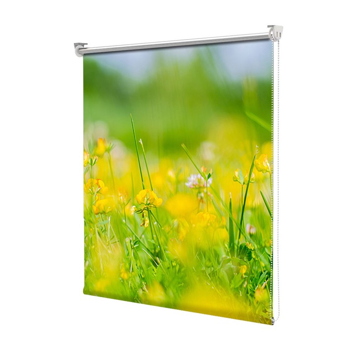 Roleta Art Shade tip Jaluzea cu Rulou si sistem inclus, Art Star, Flori galbene blurate, Flori, Decoratiuni, Latime 60 cm x Inaltime 130 cm