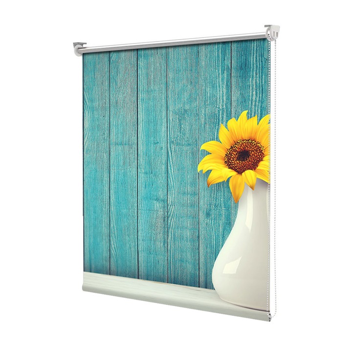 Roleta Art Shade tip Jaluzea cu Rulou si sistem inclus, Art Star, Vaza cu floarea-soarelui, Flori, Decoratiuni, Latime 45 cm x Inaltime 130 cm