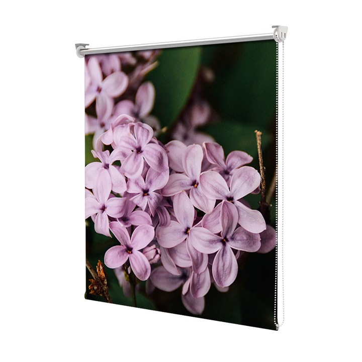 Roleta Art Shade tip Jaluzea cu Rulou si sistem inclus, Art Star, Flori de liliac roz pal, Flori, Decoratiuni, Latime 45 cm x Inaltime 130 cm
