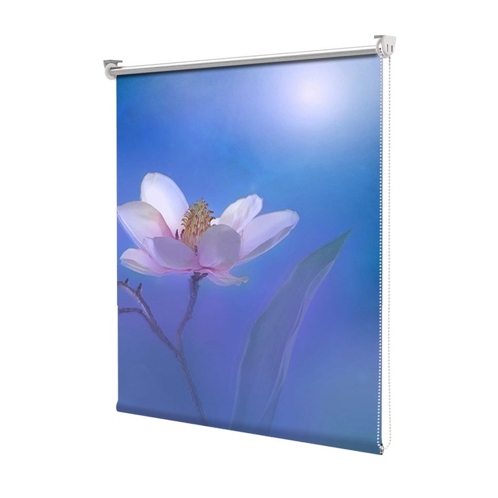 Roleta Art Shade tip Jaluzea cu Rulou si sistem inclus, Art Star, Floare in ceata albastra, Flori, Decoratiuni, Latime 140 cm x Inaltime 250 cm