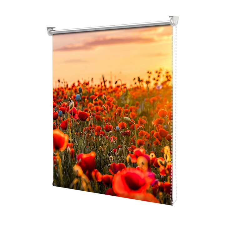 Roleta Art Shade tip Jaluzea cu Rulou si sistem inclus, Art Star, Maci adunati, Flori, Decoratiuni, Latime 160 cm x Inaltime 250 cm