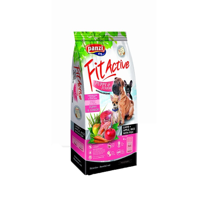Fit Active Premium száraz kutyaeledel, Puppy, Bárány+alma+rizs, 4 kg