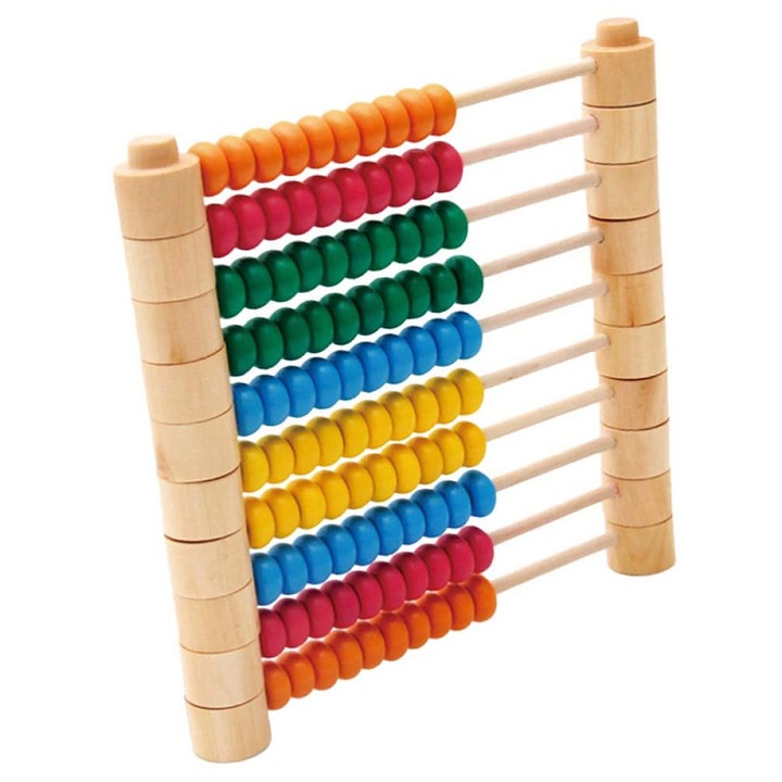 Образователна игра, модулно дървено сметало с цветни топки, + 3 години, дървени играчки