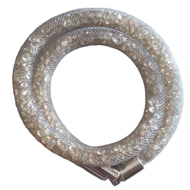 Bratara wrap din plasa dama, auriu/alb, 40 cm lungime