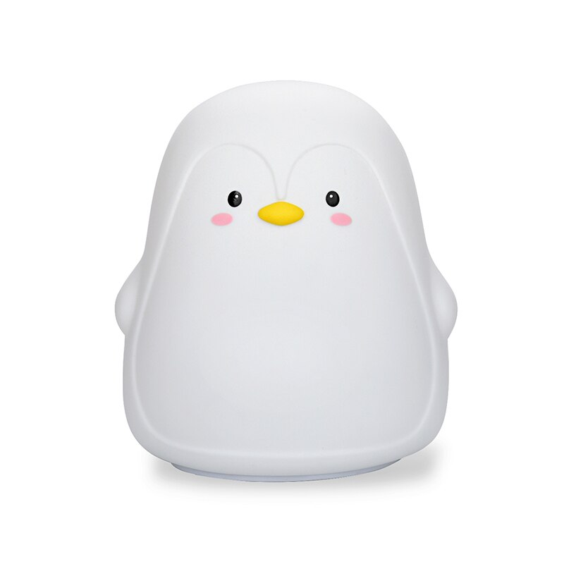 Lampa de veghe, Model pinguin, Sensor, LED, Reincarcare USB, Alb