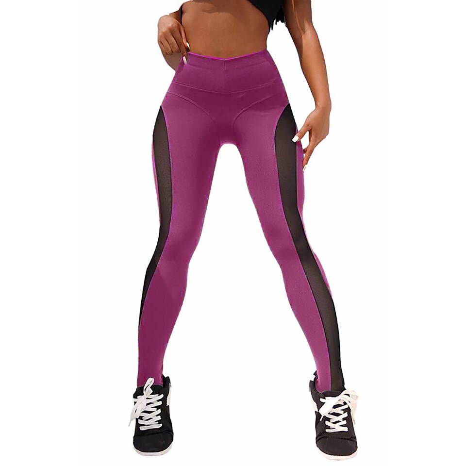 Colanti WNY cu talie inalta Elastici Mesh Respirabil Antitranspiratie, Mov