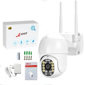 Camera de supraveghere ANRAN Onvif ,IP, WIFI, Exterior, Conectare Telefon, PC, night vision color, rezistenta la apa, Full HD 1920*1080, camera 2.0 MP, 4x Zoom, senzor miscare, micro SD max 128GB, Rotire, Detectie forma umana, Alb Camera de supraveghere ANRAN Onvif ,IP, WIFI, Exterior, Conectare Telefon, PC, night vision color, rezistenta la apa, Full HD 1920*1080, camera 2.0 MP, 4x Zoom, senzor miscare, micro SD max 128GB, Rotire, Detectie forma umana, Alb
