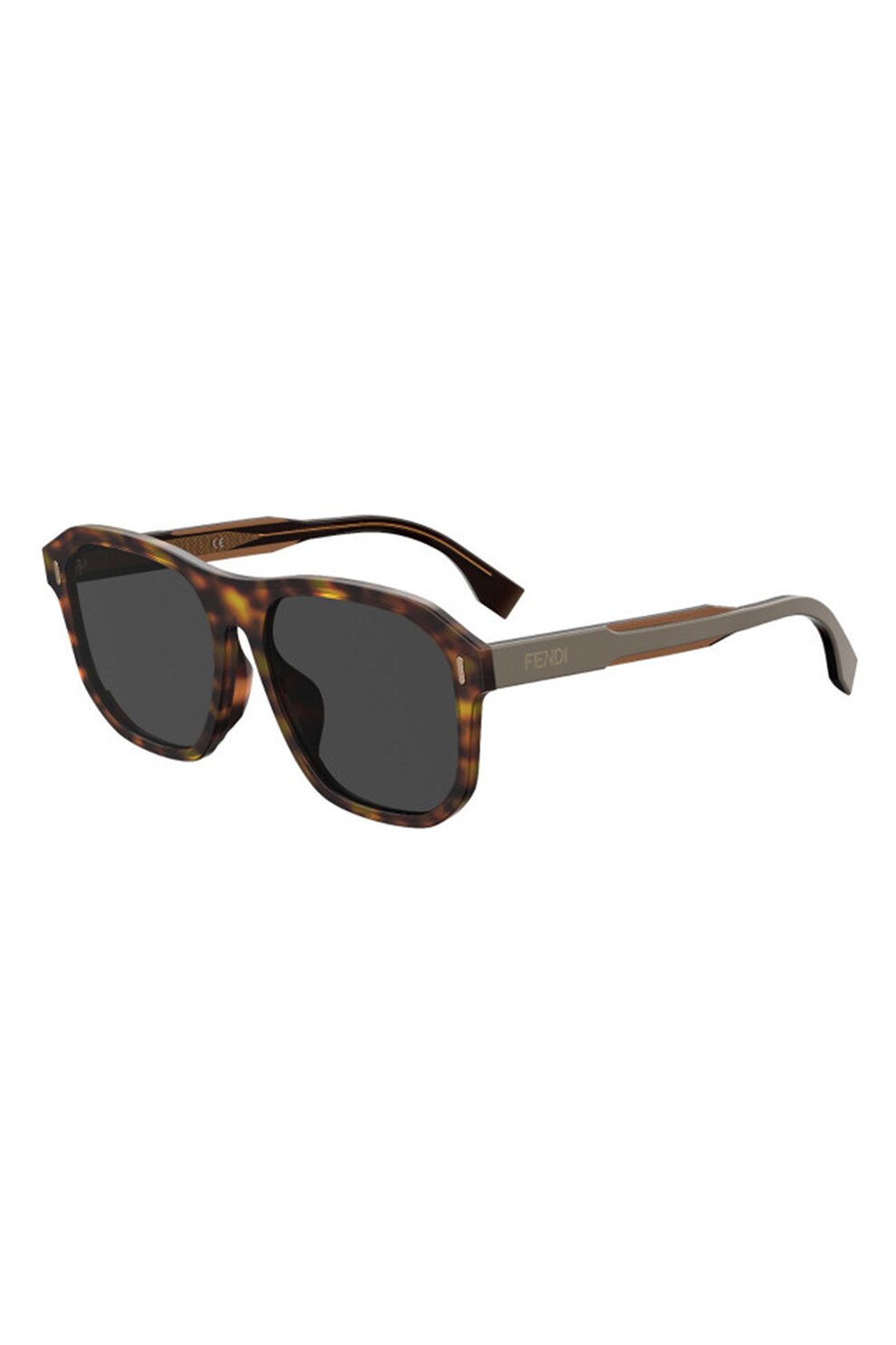 Fendi, Ochelari de soare patrati cu model tortoise, Maro inchis, 60-18-150 Standard