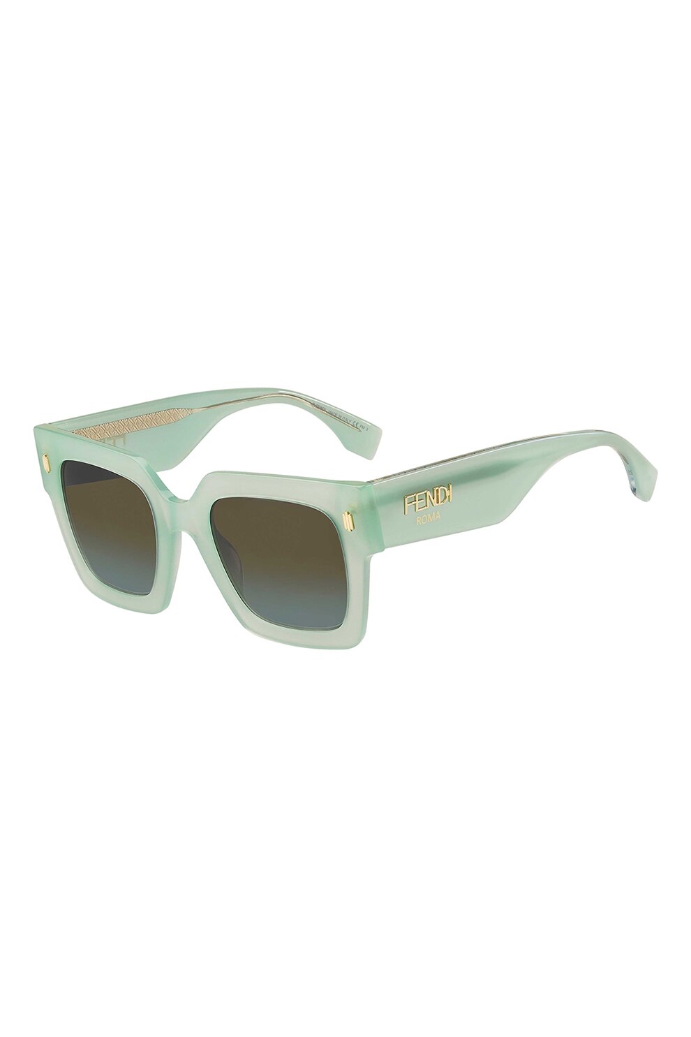Fendi, Ochelari de soare patrati supradimensionati, Verde pal, 51-24-150 Standard