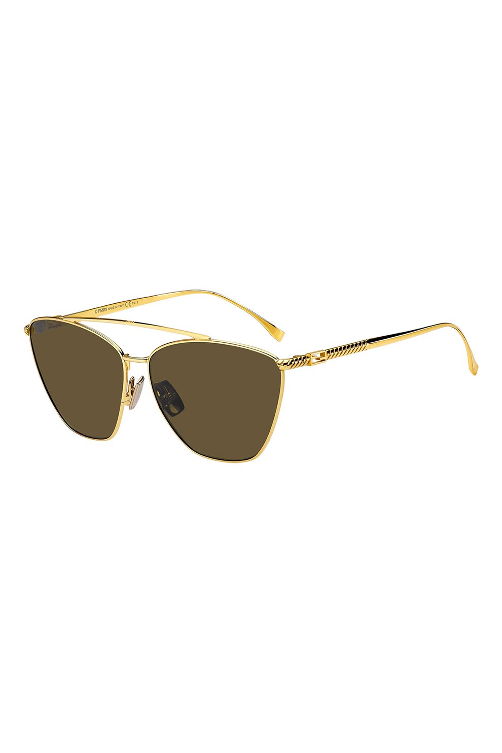 Fendi, Ochelari de soare aviator cu rama metalica, Auriu, 64-13-145 Standard
