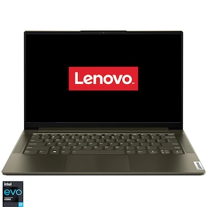 Laptop ultraportabil Lenovo Yoga Slim 7 14ITL05 cu procesor Intel Core i7-1165G7 pana la 4.70 GHz, 14", Full HD, IPS, 16GB, 1TB SSD, Intel Iris Xe Graphics, Free DOS, Dark Moss