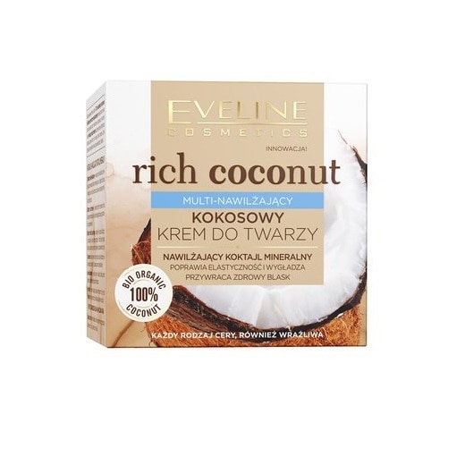Crema de fata, Eveline Cosmetics, Rich Coconut, Multi-Moisturizing Coconut, 50 ml
