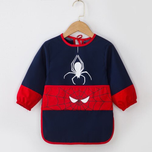 Baveta impermeabila cu maneci lungi, buzunar colector pentru copii, spiderman