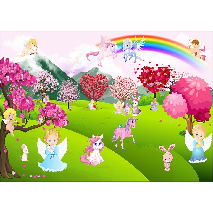 Tablou canvas copii, Gradina Roz, multicolor, 70X100 cm