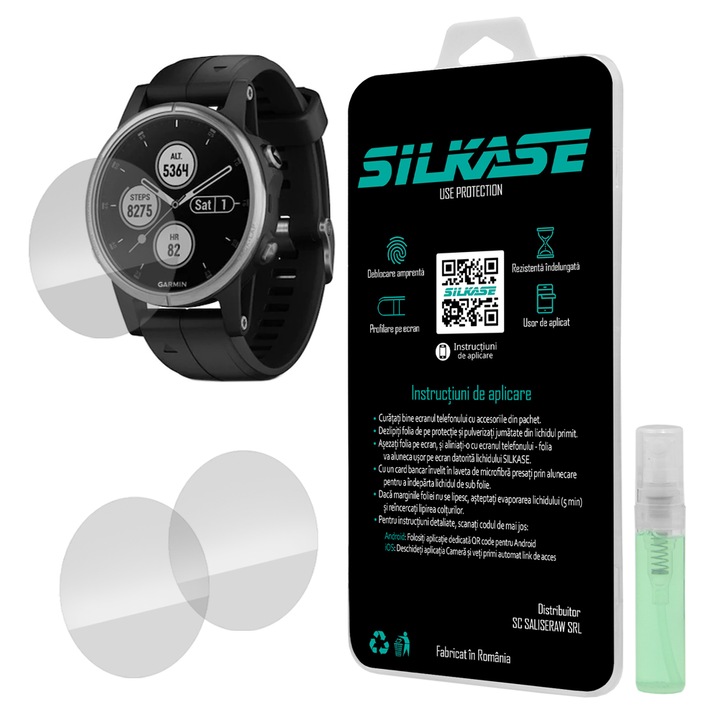SILKASE fóliakészlet Garmin Fenix 5 Plus-hoz, szilikon, megújuló, Teljes kijelzős, 3 db