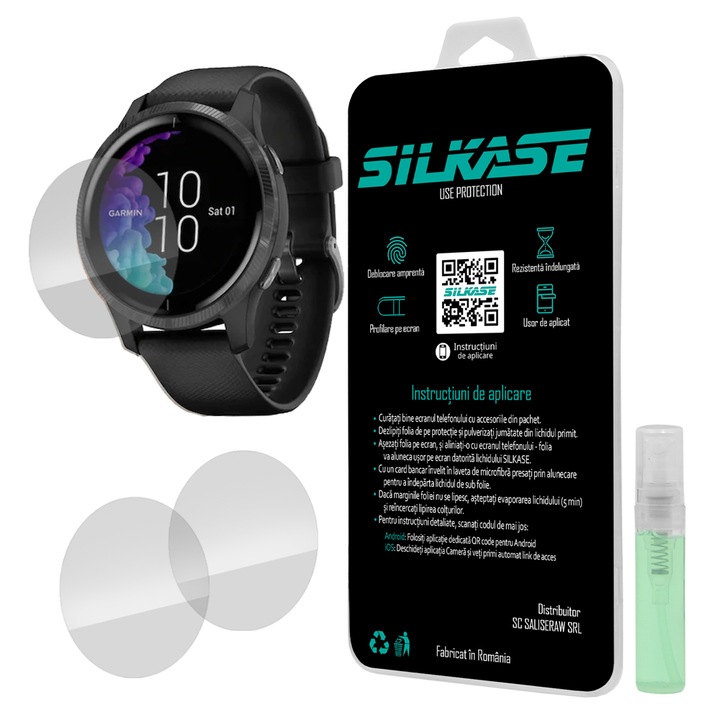 SILKASE fóliakészlet Garmin Venuhoz, szilikon, megújuló, Teljes kijelzős, 3 db,