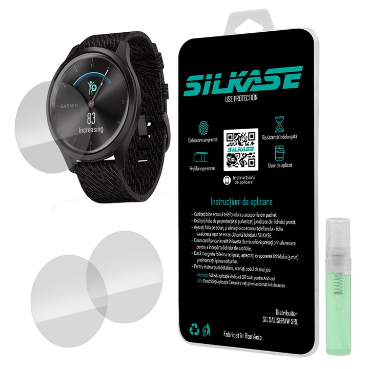 SILKASE fóliakészlet Garmin Vivomove Style-hoz, szilikon, megújuló, Teljes kijelzős, 3 db