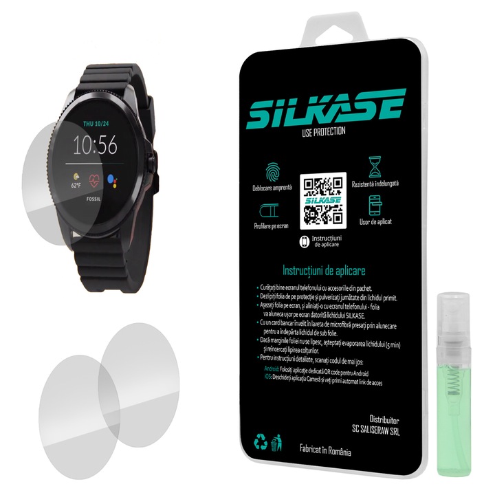 3 db szilikon SILKASE regenerálódó fólia Fossil FTW4047, Full-display